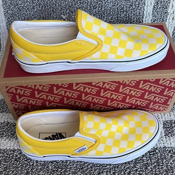 Vans Classic Slip-On Checkerboard Cyber Yellow True White Men’s - Picture 3 of 16
